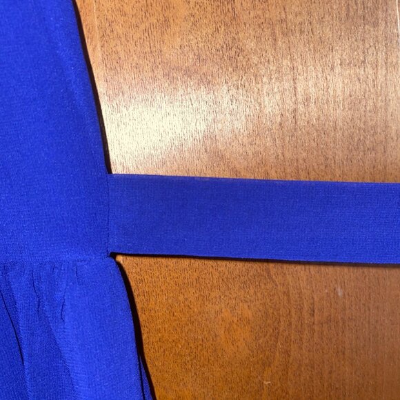 Modcloth Mystic Sleeveless Blue Polyester Dress Pleated Front Design & Waist Tie - Picture 8 of 9